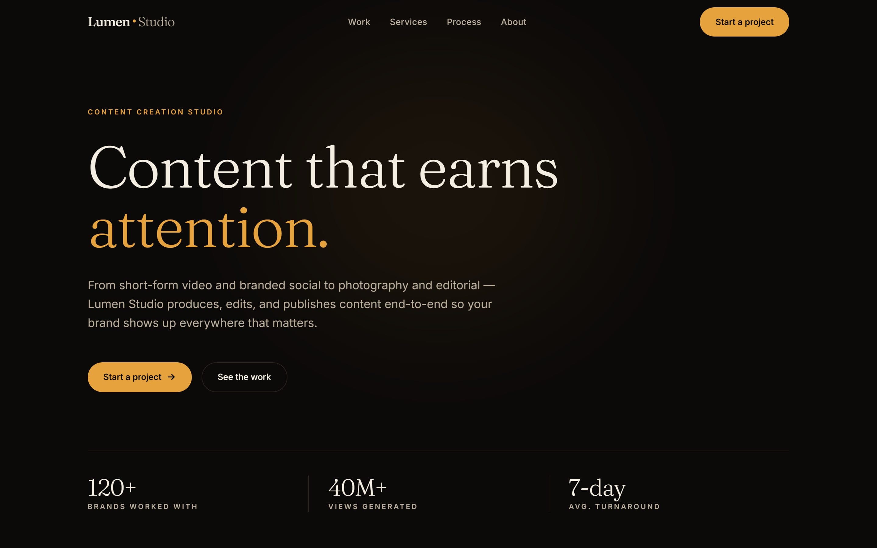 Lumen Studio · Content That Earns — live screenshot