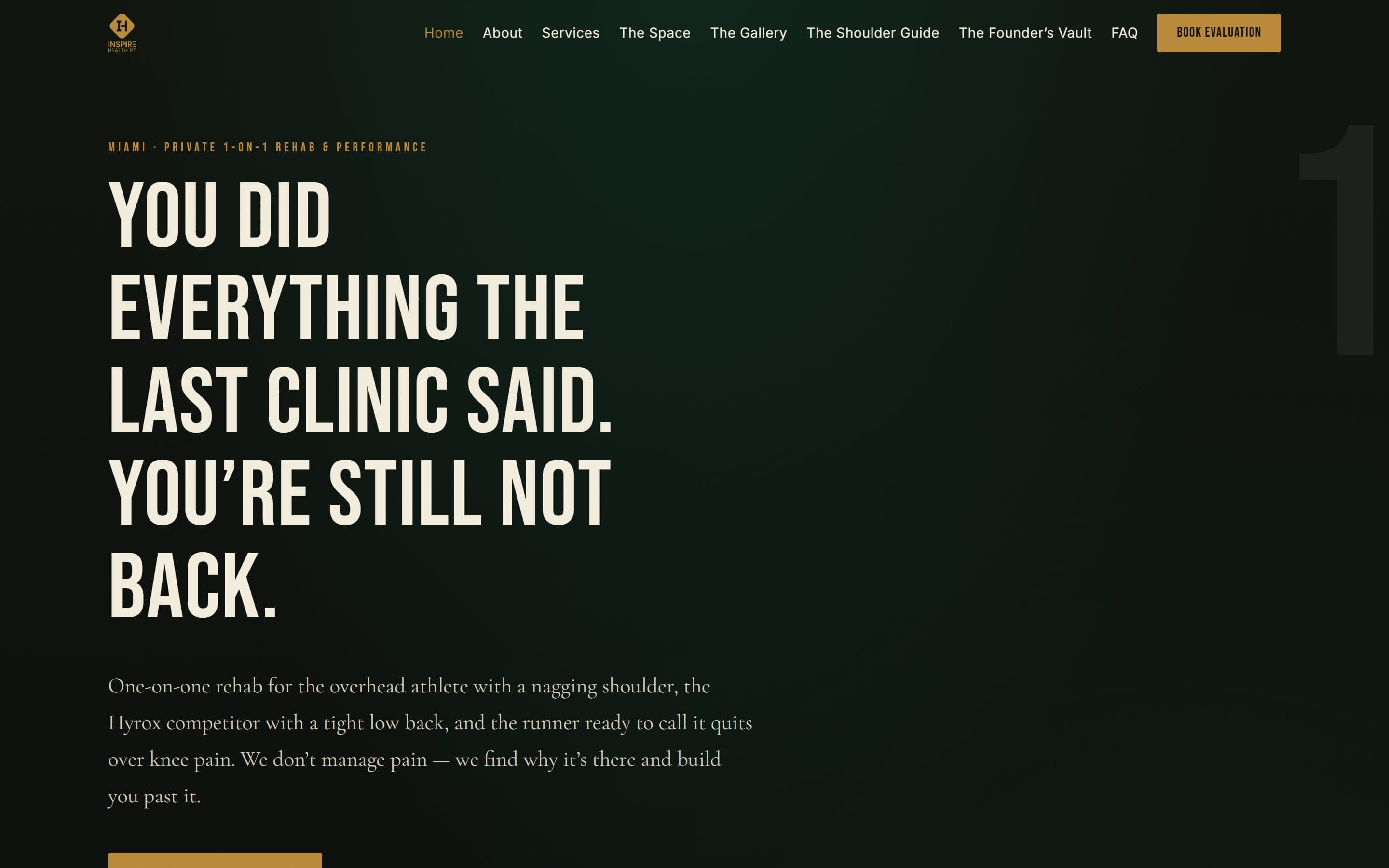 Inspire Health PT · The Vault — live screenshot